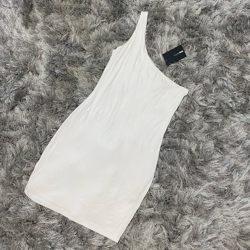 Fashion Nova White One-Shoulder Bodycon Dress